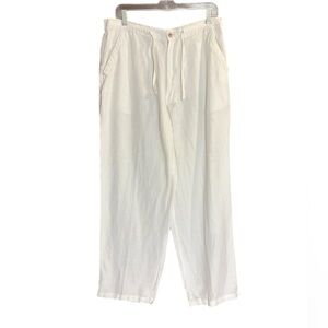 Cubavera white linen blend drawstring pants